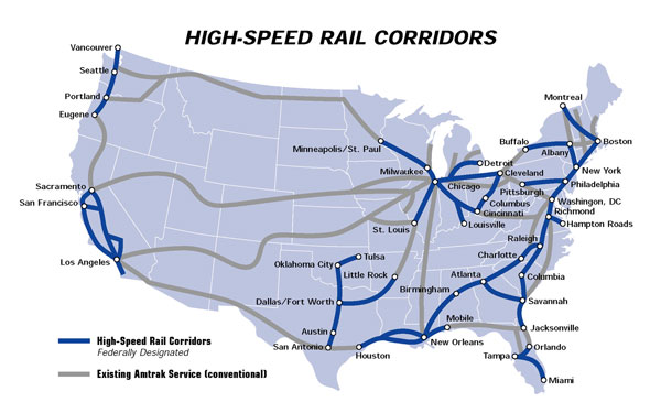 rail corridors that cut across 31 states. Definitions: High speed 
